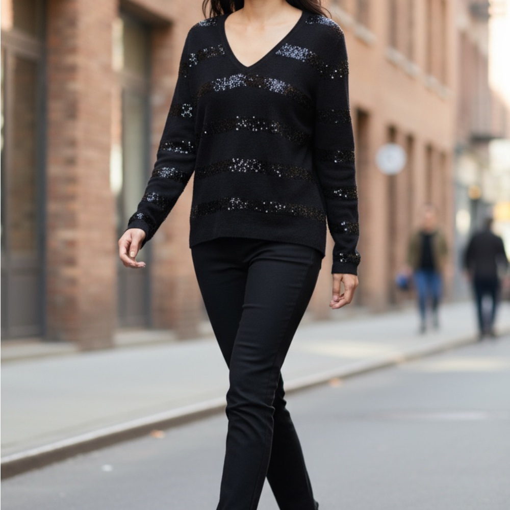 Black V-Neck Sweater